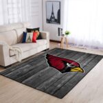 Arizona Cardinals Nfl Team Logo Grey Area Rugs Wooden Style Living Room Carpet Sports Rug Regtangle Carpet Floor Decor Home Decor 0