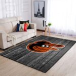 Baltimore Orioles Mlb Team Logo Grey Area Rugs Wooden Style Living Room Carpet Sports Rug Regtangle Carpet Floor Decor Home Decor 0