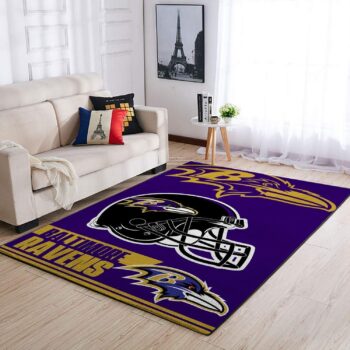 Baltimore Ravens Nfl Team Logo Helmet Rectangle Area Rug Area Rug Living Room Carpet Rug Regtangle Carpet Floor Decor Home Decor 0