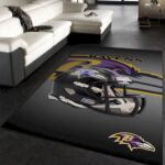 Baltimore Ravens Nfl Team Logo Helmet Rug Room Carpet Custom Area Floo 0