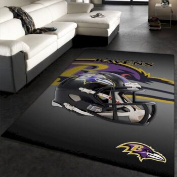 Baltimore Ravens Nfl Team Logo Helmet Rug Room Carpet Custom Area Floo 0