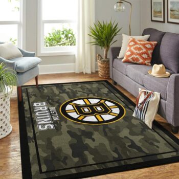 Boston Bruins Nhl Area Rugs Camo Style Living Room Carpet Team Logo Home Rug Regtangle Carpet Floor Decor Home Decor 0