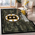 Boston Bruins Nhl Team Logo Camo Style Rug Room Carpet Custom Area Flo 0