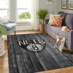 Brooklyn Nets Nba Area Rugs Basketball Living Room Carpet Team Logo Gray Wooden Home Rug Regtangle Carpet Floor Decor Home Decor 0