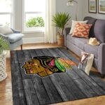 Chicago Blackhawks Nhl Area Rugs Hockey Living Room Carpet Team Logo Gray Wooden Home Rug Regtangle Carpet Floor Decor Home Decor 0