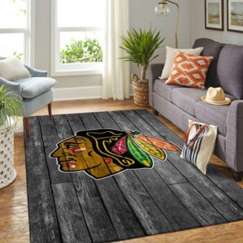 Chicago Blackhawks Nhl Area Rugs Hockey Living Room Carpet Team Logo Gray Wooden Home Rug Regtangle Carpet Floor Decor Home Decor 0