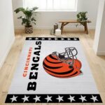Cincinnati Bengals Helmet Nfl Logo Area Rug For Gift Bedroom Rug Home 0
