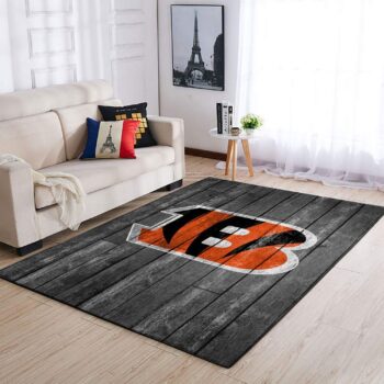 Cincinnati Bengals Nfl Area Rugs Football Living Room Carpet Team Logo Gray Wooden Home Rug Regtangle Carpet Floor Decor Home Decor 0