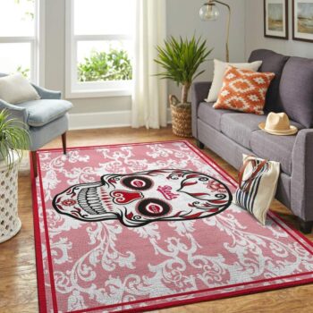 Cincinnati Reds Mlb Area Rugs Team Logo Skull Style Living Room Carpet Sports Rug Regtangle Carpet Floor Decor Home Decor 0