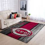 Cincinnati Reds Mlb Team Logo Area Rugs Wooden Style Living Room Carpet Sports Rug Regtangle Carpet Floor Decor Home Decor 0