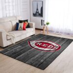 Cincinnati Reds Mlb Team Logo Grey Area Rugs Wooden Style Living Room Carpet Sports Rug Regtangle Carpet Floor Decor Home Decor 0