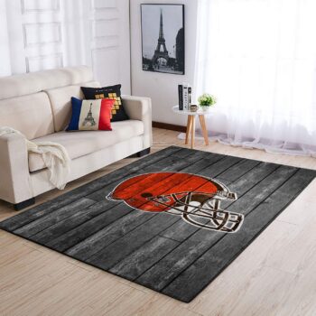 Cleveland Browns Nfl Team Logo Grey Area Rugs Wooden Style Living Room Carpet Sports Rug Regtangle Carpet Floor Decor Home Decor 0
