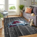 Colorado Avalanche Nhl Team Logo Grey Area Rugs Wooden Style Living Room Carpet Sports Rug Regtangle Carpet Floor Decor Home Decor 0