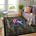 Columbus Blue Jackets Nhl Area Rugs Camo Style Living Room Carpet Team Logo Home Rug Regtangle Carpet Floor Decor Home Decor 0