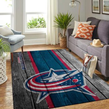 Columbus Blue Jackets Nhl Team Logo Area Rugs Wooden Style Living Room Carpet Sports Rug Regtangle Carpet Floor Decor Home Decor 0