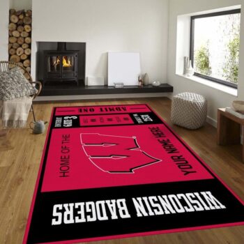 Customizable Wisconsin Badgers Ncaa Rug Living Room Rug Home Decor Floor Decor 0