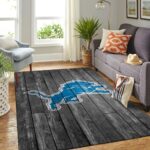 Detroit Lions Nfl Area Rugs Football Living Room Carpet Team Logo Gray Wooden Home Rug Regtangle Carpet Floor Decor Home Decor 0
