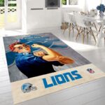 Detroit Lions Nfl Rosie The Riveter Area Rug Living Room And Bed Room Rug Rug Regtangle Carpet Floor Decor Home Decor 0