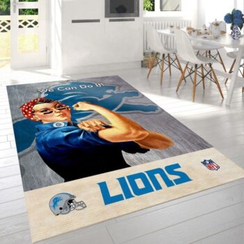 Detroit Lions Nfl Rosie The Riveter Area Rug Living Room And Bed Room Rug Rug Regtangle Carpet Floor Decor Home Decor 0
