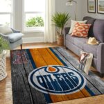 Edmonton Oilers Nhl Team Logo Area Rugs Wooden Style Living Room Carpet Sports Rug Regtangle Carpet Floor Decor Home Decor 0