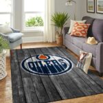 Edmonton Oilers Nhl Team Logo Grey Area Rugs Wooden Style Living Room Carpet Sports Rug Regtangle Carpet Floor Decor Home Decor 0