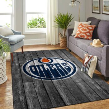 Edmonton Oilers Nhl Team Logo Grey Area Rugs Wooden Style Living Room Carpet Sports Rug Regtangle Carpet Floor Decor Home Decor 0