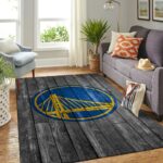 Golden State Warriors Nba Team Logo Grey Area Rugs Wooden Style Living Room Carpet Sports Rug Regtangle Carpet Floor Decor Home Decor 0