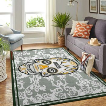 Green Bay Packers Nfl Area Rugs Skull Flower Style Living Room Carpet Sports Rug Regtangle Carpet Floor Decor Home Decor 0