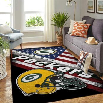 Green Bay Packers Nfl Area Rugs Team Logo American Flag Style Living Room Carpet Sports Rug Regtangle Carpet Floor Decor Home Decor 0