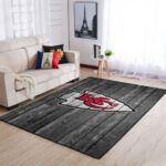 Kansas City Chiefs Nfl Team Logo Grey Area Rugs Wooden Style Living Room Carpet Sports Rug Regtangle Carpet Floor Decor Home Decor 0