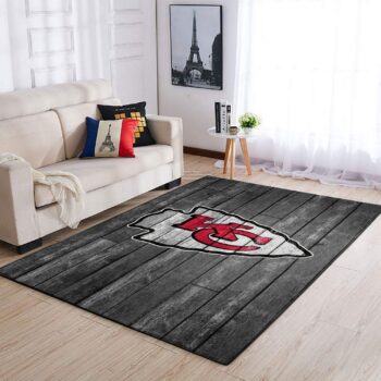 Kansas City Chiefs Nfl Team Logo Grey Area Rugs Wooden Style Living Room Carpet Sports Rug Regtangle Carpet Floor Decor Home Decor 0