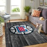 La Clippers Nba Area Rugs Basketball Living Room Carpet Team Logo Gray Wooden Home Rug Regtangle Carpet Floor Decor Home Decor 0
