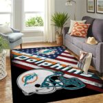 Miami Dolphins Nfl Area Rugs Team Logo American Flag Style Living Room Carpet Sports Rug Regtangle Carpet Floor Decor Home Decor 0