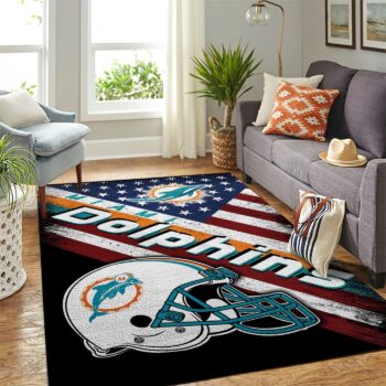 Miami Dolphins Nfl Area Rugs Team Logo American Flag Style Living Room Carpet Sports Rug Regtangle Carpet Floor Decor Home Decor 0