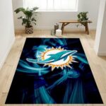 Miami Dolphins Nfl Team Logo Rug Bedroom Rug Home Decor Floor Decor Mi 0