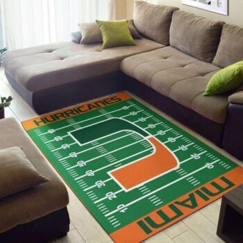 Miami Hurricanes Home Field Area Rug Football Team Logo Carpet Living Room Rugs Rug Regtangle Carpet Floor Decor Home Decor V11080 0