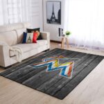 Miami Marlins Mlb Area Rugs Baseball Living Room Carpet Team Logo Wooden Home Rug Regtangle Carpet Floor Decor Home Decor 0