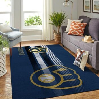 Milwaukee Brewers Area Rug Mlb Baseball Team Logo Carpet Living Room Rugs Rug Regtangle Carpet Floor Decor Home Decor V1749 0
