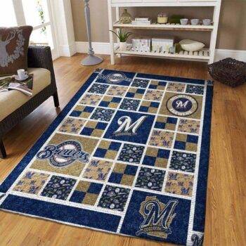 Milwaukee Brewers Area Rug Mlb Baseball Team Logo Carpet Living Room Rugs Rug Regtangle Carpet Floor Decor Home Decor V1758 0