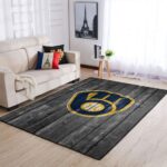 Milwaukee Brewers Mlb Area Rugs Baseball Living Room Carpet Team Logo Wooden Home Rug Regtangle Carpet Floor Decor Home Decor 0