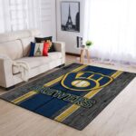 Milwaukee Brewers Mlb Area Rugs Baseball Living Room Carpet Team Logo Wooden Style Home Rug Regtangle Carpet Floor Decor Home Decor 0