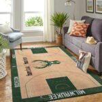 Milwaukee Bucks Court Area Rug Nba Basketball Team Logo Carpet Living Room Rugs Rug Regtangle Carpet Floor Decor Home Decor 0