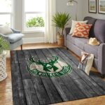 Milwaukee Bucks Nba Area Rugs Basketball Living Room Carpet Team Logo Gray Wooden Home Rug Regtangle Carpet Floor Decor Home Decor 0