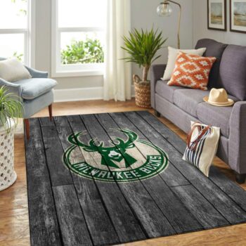 Milwaukee Bucks Nba Area Rugs Basketball Living Room Carpet Team Logo Gray Wooden Home Rug Regtangle Carpet Floor Decor Home Decor 0