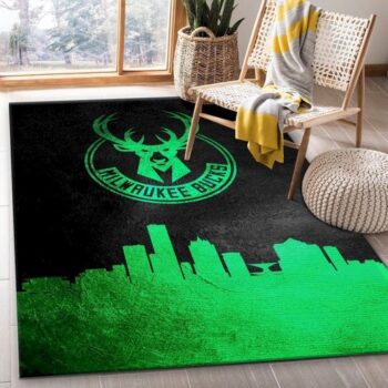 Milwaukee Bucks Skyline Nba Team Logo Area Rug Bedroom Us Gift Decor 0