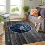 Minnesota Timberwolves Nba Team Logo Grey Area Rugs Wooden Style Living Room Carpet Sports Rug Regtangle Carpet Floor Decor Home Decor 0