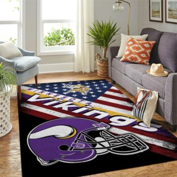 Minnesota Vikings Nfl Area Rugs Team Logo American Flag Style Living Room Carpet Sports Rug Regtangle Carpet Floor Decor Home Decor 0