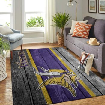 Minnesota Vikings Nfl Team Logo Area Rugs Wooden Style Living Room Carpet Sports Rug Regtangle Carpet Floor Decor Home Decor 0