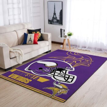Minnesota Vikings Nfl Team Logo Helmet Rectangle Area Rug Area Rug Living Room Carpet Rug Regtangle Carpet Floor Decor Home Decor 0