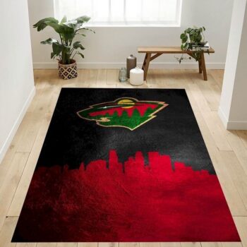 Minnesota Wild Skyline Nfl Logo Area Rug For Gift Bedroom Rug Us Gift 0